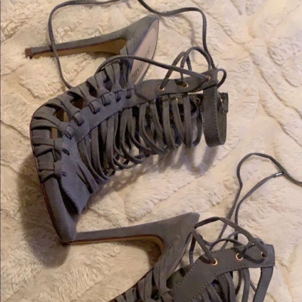 Sexy Grey Strapped Pumps